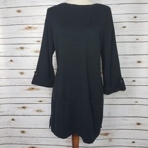 Denim and Co Black Knit Long Sleeve Sweater Dress